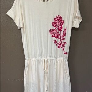 White Romper with Pink Floral Design